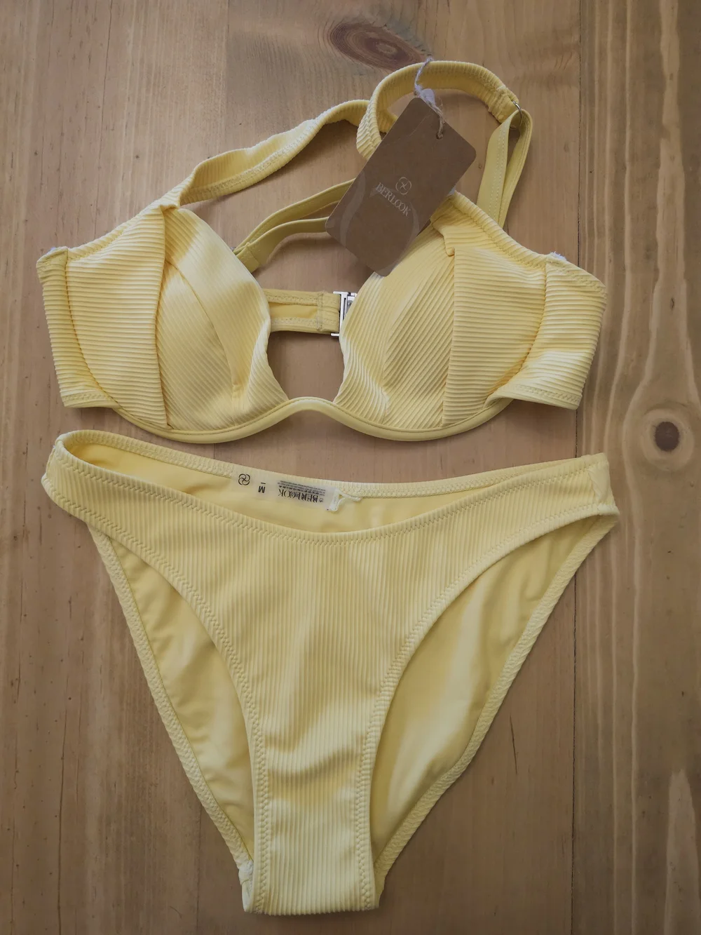 Yellow Ribbed Underwire Bikini Set - Picture 1 of 3